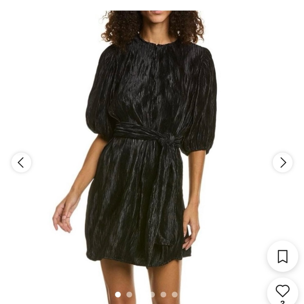 Ganni Black Puff Sleeve Mini Dress